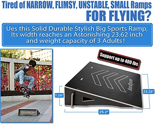 Kids Jumping Ramp for Skateboard, Bike, Scooter, BMX, RC Car and Dirt Bike, 25.2 in, Black - color: Black, size: L200