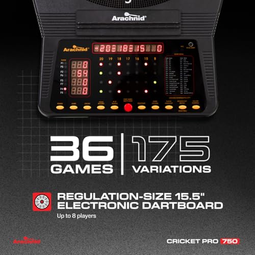 Arachnid Cricket Pro Tournament-Quality Electronic Dartboard up to 40 Games and 315 Variations (Including Popular Cricket Modes) - style: Pro 750