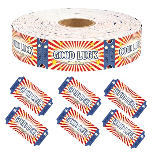 1000 Pcs Good Luck Raffle Tickets Roll Carnival Raffle Tickets with Unique Numbered Games Door Drink Prizes Reward Single Tickets Roll for Classroom or School Events Party Favors Supplies - color: Good Luck Raffle Tickets-blue
