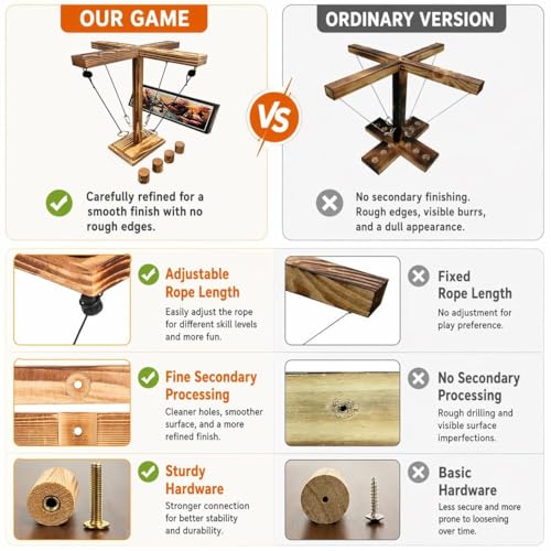 Ring Toss Game for Adults, Wooden Hook and Ring Game, Tabletop & Yard Activity for Indoor Outdoor Social Entertainment and Adult Gatherings