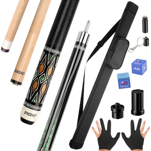 Professional Pool Cue Stick with Hard Case, 58" Canadian Maple Billiard Cue & 12.5mm Multi-Layer Rainbow Tip, Pool Cue Set with 3 Accessories, 19/20/21oz Billiard Stick (Selectable) - size: 21oz, style: Style 2