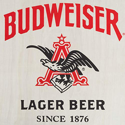Budweiser Logo Cornhole Set – Complete Outdoor Lawn Game Set with 2 Regulation Size Boards, 8 Bags