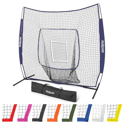 GoSports 7 x 7 ft Baseball & Softball Nets - Available in Team Colors - Batting & Pitching Net with Strike Zone - color: Navy