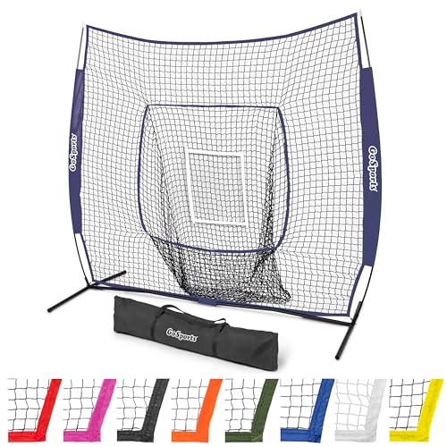 GoSports 7 x 7 ft Baseball & Softball Nets - Available in Team Colors - Batting & Pitching Net with Strike Zone - color: Navy