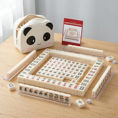 drizzle Travel Mini American Mahjong Set - 166 White Tiles Includes Jokers 0.8" White Melamine Material - with Racks Instructions and Panda Bag 2.20 Pounds - color: Panda, size: 20MM-Mahjong