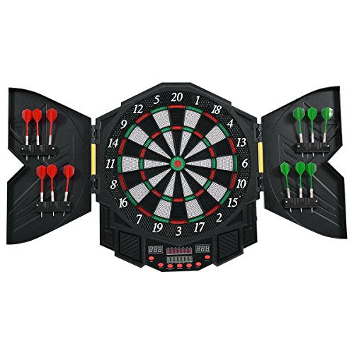 Goplus Professional Electronic Dart Board Cabinet Set Dartboard Game Room LED Display w/ 12 Darts