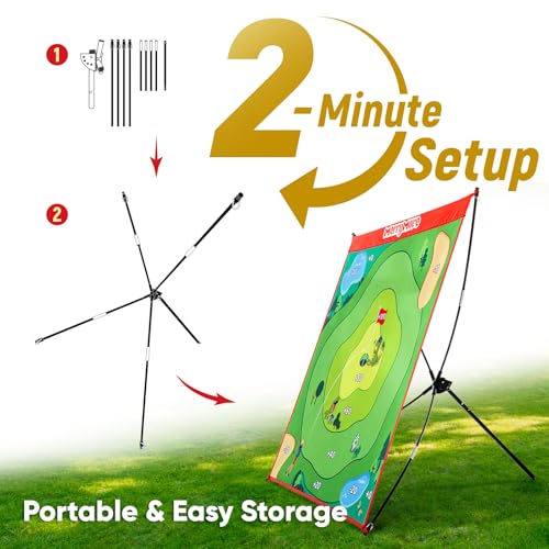 Golf Chipping Game Set: Portable Indoor & Outdoor Sticky Golf Games Fun, Family Backyard Yard Golf Target Game Set (Golf Club Not Included) - color: Green
