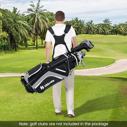 KOTEK Golf Stand Bag, 14 Way Top Divider Golf Club Bag with Cooler, 6 Zippered Pockets, Rain Hood, Adjustable Dual Shoulder Straps & Umbrella Holder, Lightweight Golf Bag for Men Women - color: Grey