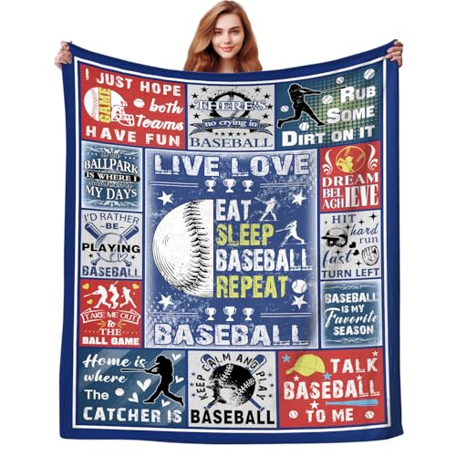 Baseball Blanket Gifts for Boys Kids Men, Ultra Soft Flannel Sports Baseballs Throw Blanket Best Gift Ideas for Adults Coach Baseball Team Players Baseballs Lovers 60"X50" - color: Baseball, size: 60"x50"