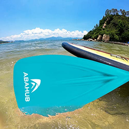 Abahub 1 x 3 Section Carbon Fiber SUP Paddle, Adjustable 67''-86'' Stand Up Paddle Lightweight Carbon Shaft, Black/Blue/Yellow/Green/Orange/Red Plastic Blade + Paddle Bag - color: Teal-SUP Paddle