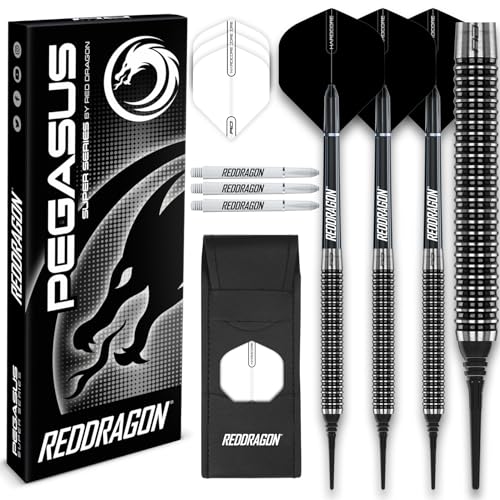RED DRAGON Darts - Amberjack | Javelin | Pegasus | Razor Edge - Professional Tungsten Soft Tip Darts - Includes Dart Flights and Shafts - size: 18g