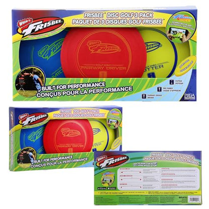 Wham-O Frisbee Disc Golf Set Includes Driver, Mid-Range & Putter, PDGA Approved Golf Disc Toss Game Set 3 Pack Outdoor Disc Game for Recreation Play Backyard Beach Park Tailgates