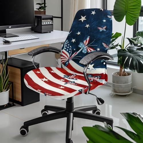 Office Chair Cover America 250, Removable Office Computer Game Chair Slipcovers Stretchy Polyester Covers for Reclining Racing Gaming Gaming Chair - color: America 250, size: Large