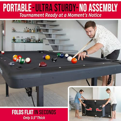 GoSports 6, 7, or 8 ft Billiards Tables - No Assembly, Choose Your Color - Portable Pool Table Includes Full Set of Balls, 2 Cue Sticks, Chalk and Felt Brush - style: 6ft Black