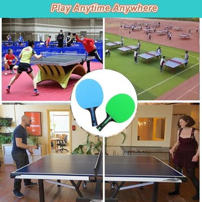 2 Pack Table Tennis Sets with 3 Balls and Carry Bag – Beginner Paddles for 2 Players, Durable Polar Wood Rackets and Zippered Case - color: Blue B