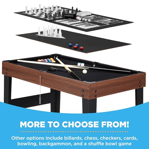 Best Choice Products 2x4ft Combo Game Table Set for Home, Game Room, Friends & Family w/Hockey, Foosball, Pool, Shuffleboard, Ping Pong, Chess, Checkers, Bowling, and Backgammon - color: Black / Walnut