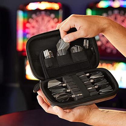 Casemaster Sentinel 6 Dart Case, Holds Extra Accessories, Tips, Shafts and Flights, Compatible with Steel Tip and Soft Tip Darts, Impact & Water Resistant Tactech Shell, Black Camo - color: Black Camo