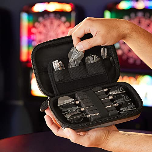 Casemaster Sentinel 6 Dart Case, Holds Extra Accessories, Tips, Shafts and Flights, Compatible with Steel Tip and Soft Tip Darts, Impact & Water Resistant Tactech Shell, Black Camo - color: Black Camo