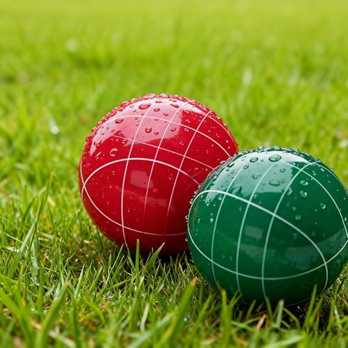 Bocce Ball Set 90mm Regulation Size - 8 Premium Resin Balls with Pallino, Carrying Bag, Measuring Tape - Outdoor Lawn Game for Adults, Seniors, Family - Backyard Beach Park Yard Game