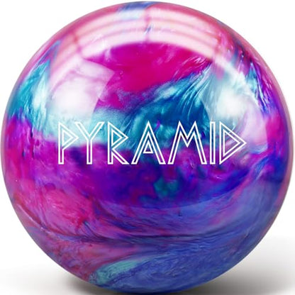 Pyramid Path Polyester Bowling Ball - Customizable with Basic Drilling Options - Great for Spare Shooting, League, Recreational, Straight Bowlers - Beginner Entry Level & Kids - color: 1-Pink/Blue/Teal, size: 13 LB