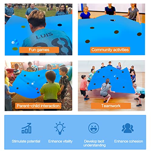 Sonyabecca Blue Hole Tarp Team Building Game Learning Fun Team Building Games for Work Teamwork Group - size: 85''Lx57''W