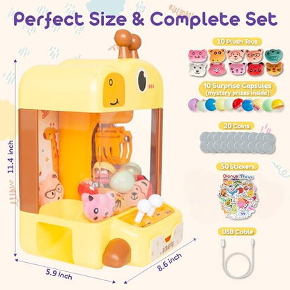 Claw Machine for Kids - Mini Arcade Game - Vending Machine - Candy Grabber Toys - Silent Mode, Lights, USB - Plush Toys & Easter Eggs, Surprise Stickers - Fun Gift for Kids, Boys & Girls (Giraffe) - style: Giraffe