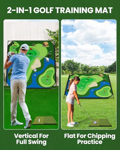 NAIZEA Golf Chipping Game with Stand - Golf Target Battle Games with Hitting Mat, 25 Sticky Balls, Indoor Outdoor Portable Golfs Game for Chipping Practice for Dads Golfers,80"x80"