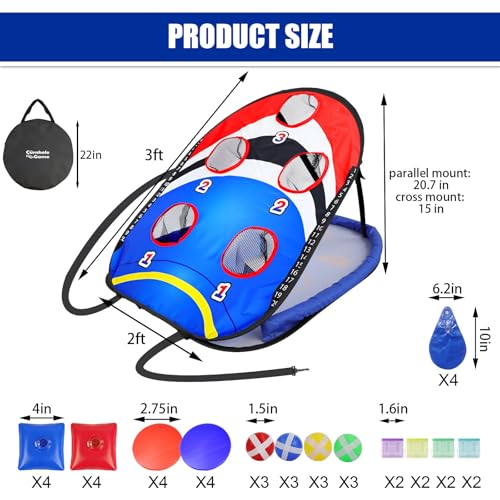 ROSE ME Pool Cornhole Game Floating, Double Sided Pool Games for Adults, 3x2ft Water and Land Dual-Purpose Corn Hole Boards Set,Easy Set Up, Portable Fun Toys for Poolside, Beach, Lake