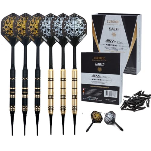 CUESOUL Jazz - Soft Tip Darts Set 19 Grams with 6pcs AK5 Plastic Integrated Flights & 36pcs Plastic Tips for Electronic Dart Board