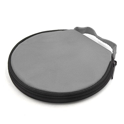 uxcell Gray Zipper Closure Round CD Discs Holder Bag Storage Carry Case Wallet for Car - color: Gray