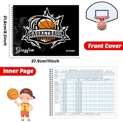 Basketball Scorebook Stats Tracking Book 35 Games Unisex Coach Referee Scorebooks League Sport Game Side by Side Score Books