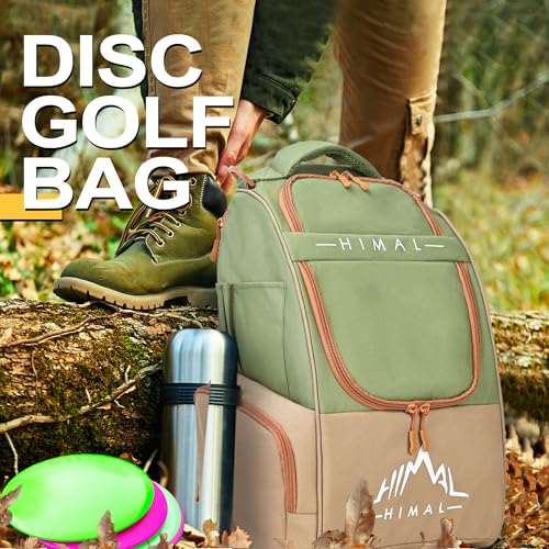 HIMAL HIMAL Disc Golf Bag Holds 22+ Discs, Durable Disc Golf Backpack with Large Capacity, and Multiple Storage Pockets - color: Green