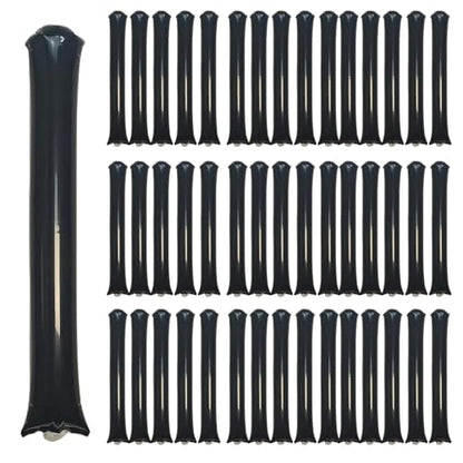 48pcs Round Head Boom Sticks Thunder Sticks Cheering Sticks Team Spirit Plastic Cheerleading Spirit Stick Clapper Inflatable Noise Maker Sports Supply (Black) - color: Black