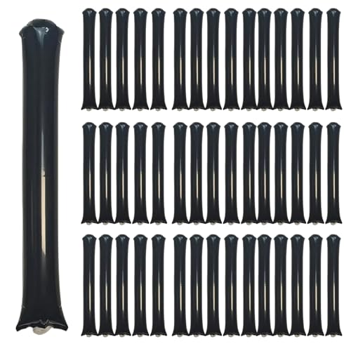 48pcs Round Head Boom Sticks Thunder Sticks Cheering Sticks Team Spirit Plastic Cheerleading Spirit Stick Clapper Inflatable Noise Maker Sports Supply (Black) - color: Black