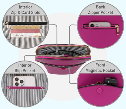 Solene Small Crossbody Bag with Gold Hardware, Mini Shoulder Purse with Adjustable Strap - color: Fushia