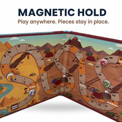 TRAVOFUN Exodus Magnetic Board Games for Kids Ages 3-5+, Foldable Travel Games & Bible Toys, Christian Snake and Ladders Family Game for Road Trip Activities & Sunday School Gifts - style: Exodus Adventure