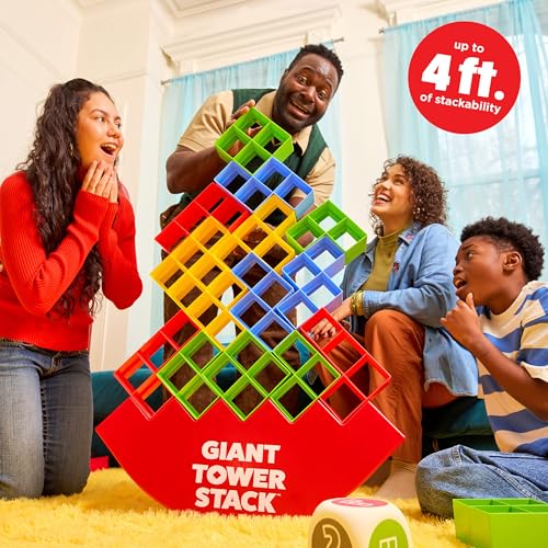Giant Tower Stack by Relatable - Nappa Award 2026 Winner, The Jumbo Block Game Where You Balance Building Blocks - Ultimate Outdoor Games, Yard Games for Adults & Family Games Challenge, Ages 8+ - style: Giant Tower Stack