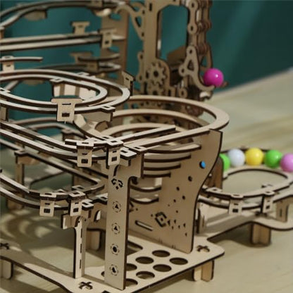 3D Wooden Puzzles Marble Run Set - Time Traveler Mechanical Model Kits with Motor, Brainteaser and Puzzle for Christmas/Birthday,Gifts for Adults and Teens to Build Combination - style: Time Traveler