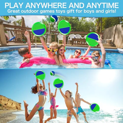 Outdoor Toys for Kids Ages 4-8, Outside Game for 3 4 5 6 7 8 -12 Year Old Boys Girls, Catch Ball Toss Game for Beach, Pool, Yard- Toddlers Birthday Gifts Easter Basket Stuffers(4Pcs Green Paddles) - style: 4 Paddles 4 Balls