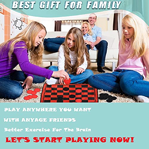 Win SPORTS 3 in 1 Giant Checkers Game Set,Super Tic Tac Toe,Including Reversible Rug with 24 Checkers,Indoor and Outdoor Activity for Kids or Adults,Board Game,Yard Game - style: Summer