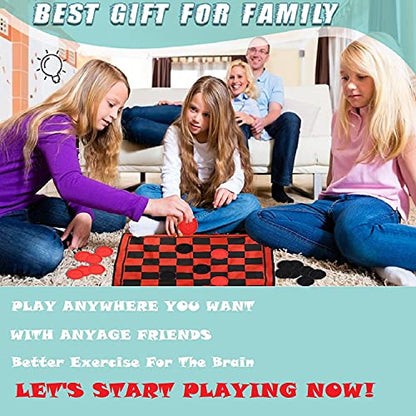 Win SPORTS 3 in 1 Giant Checkers Game Set,Super Tic Tac Toe,Including Reversible Rug with 24 Checkers,Indoor and Outdoor Activity for Kids or Adults,Board Game,Yard Game - style: Summer