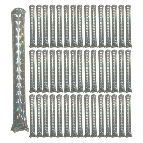48pcs Round Head Boom Sticks Thunder Sticks Cheering Sticks Team Spirit Plastic Cheerleading Spirit Stick Clapper Inflatable Noise Maker Sports Supply (Glitter Color) - color: Glitter Color