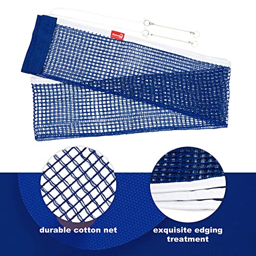Sanung Table Tennis Net, C-X1B Portable Ping Pong Training Net Replacement for 60 inch Width Regulation Size Tables, Set of 2, Royal Blue