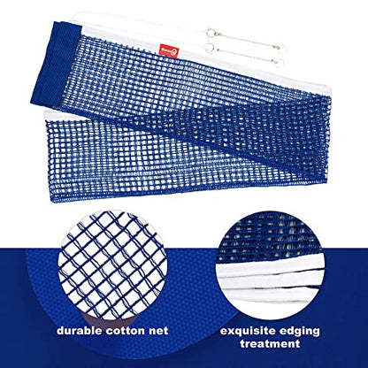 Sanung Table Tennis Net, C-X1B Portable Ping Pong Training Net Replacement for 60 inch Width Regulation Size Tables, Set of 2, Royal Blue