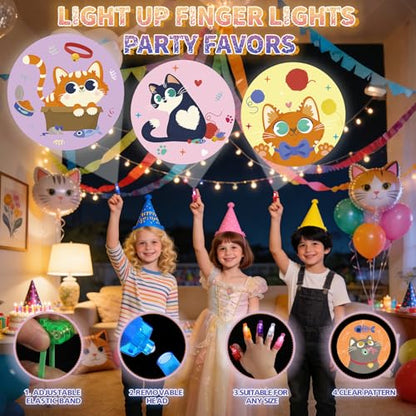 36 Pack Cat Party Favors LED Finger Flashlights for Kids, Goodie Bag Stuffers for Classroom Rewards, Glow in the Dark Cat Birthday Party Supplies, Carnival Prizes - style: Cat