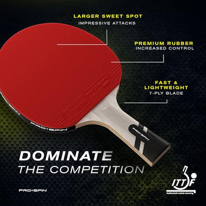 PRO-SPIN Ping Pong Paddles – ITTF Approved Professional Table Tennis Rackets with Carbon Fiber for Superior Control | 7-Ply Blade, Premium Rubber, 2.0mm Sponge - color: 2-Pack | Active Red