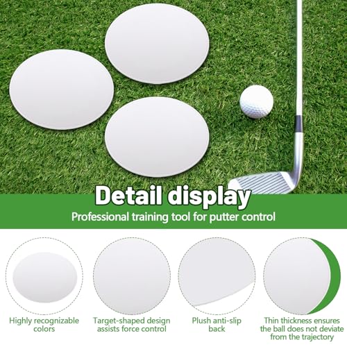 RoundFunny 6 Pcs Golf Putting Target Hole Cup Bulk Golf Goal Circles Putt Disk Green Accessories for Golfers Putting Training Indoors Practice Outdoors Aid - size: 4.25 x 4.25 x 0.08", style: White