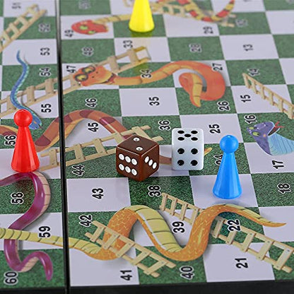 Snakes and Ladders Board Game Set -9.5", Magnetic Folding Travel Game, Family Fun Toys/Gift for Kids and Adults (Rounded Corner Style) - style: Rounded Corner Style