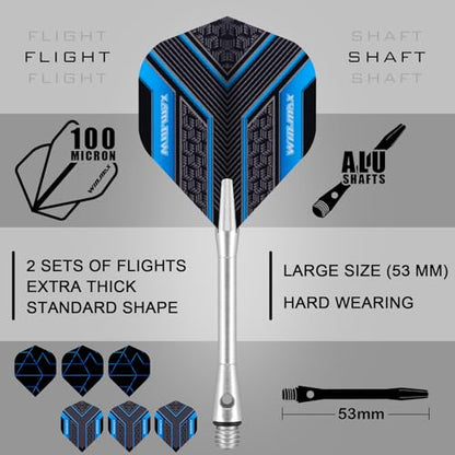 WIN.MAX Darts Soft Tip Set - 90% Tungsten Soft Tip Darts Set Professional 18 Grams Soft Darts Pro Dart Set with Extra 3 Flights - color: Blue