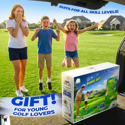 HopeRock Auto Scoring Golf Chipping Game Set, 60" Golf Practice Mat with Electronic Scoring Device, 2 Game Modes, 4-Level Adjustable Stand, Indoor Outdoor Backyard Golf Game for Adults Kids Golf Gifts